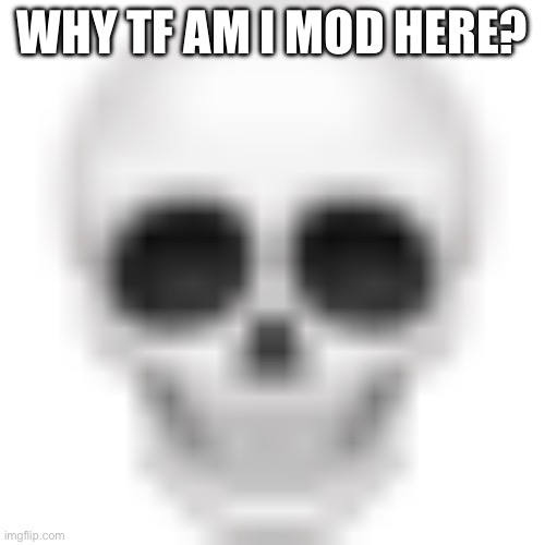 This stream booty cheeks | WHY TF AM I MOD HERE? | image tagged in skull emoji | made w/ Imgflip meme maker