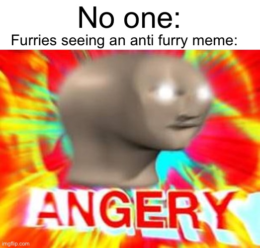 Stay mad furries | No one:; Furries seeing an anti furry meme: | image tagged in surreal angery | made w/ Imgflip meme maker