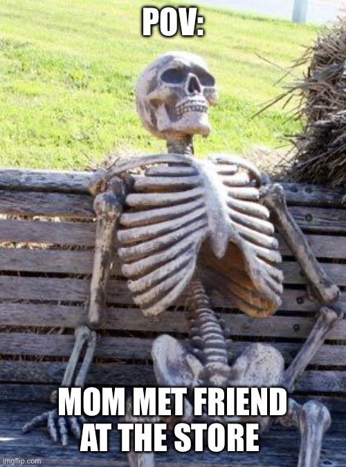 Fr??? | POV:; MOM MET FRIEND AT THE STORE | image tagged in memes,waiting skeleton | made w/ Imgflip meme maker