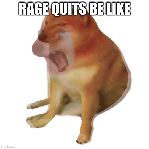 RAGE QUITS BE LIKE | image tagged in cheems | made w/ Imgflip meme maker