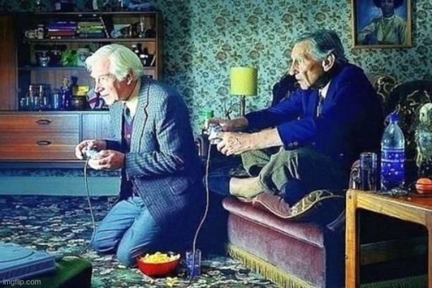 Old men playing video games | image tagged in old men playing video games | made w/ Imgflip meme maker