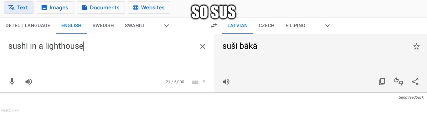 sus | SO SUS | image tagged in sus,sussy baka,google translate | made w/ Imgflip meme maker
