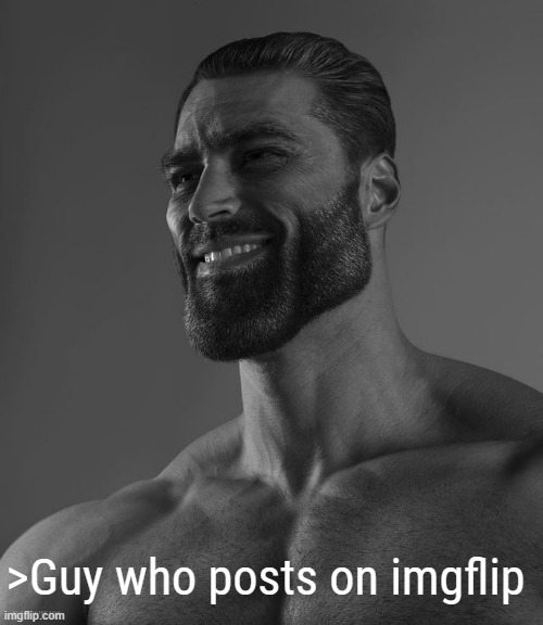 Giga Chad | >Guy who posts on imgflip | image tagged in giga chad | made w/ Imgflip meme maker