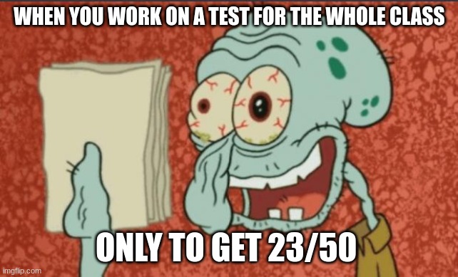 Nooo | WHEN YOU WORK ON A TEST FOR THE WHOLE CLASS; ONLY TO GET 23/50 | image tagged in law school memo | made w/ Imgflip meme maker