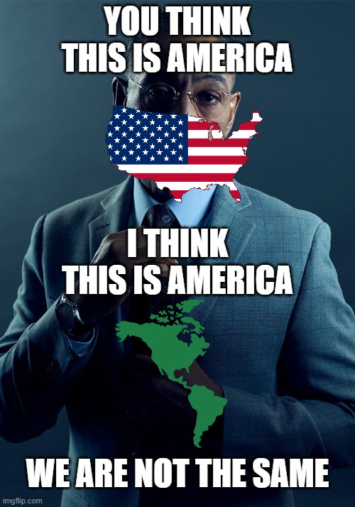 The REAL America | YOU THINK THIS IS AMERICA; I THINK THIS IS AMERICA; WE ARE NOT THE SAME | image tagged in gus fring we are not the same,america,country,continent,memes,united states | made w/ Imgflip meme maker