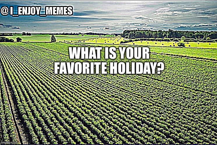 I_enjoy_memes_template | WHAT IS YOUR FAVORITE HOLIDAY? | image tagged in i_enjoy_memes_template | made w/ Imgflip meme maker