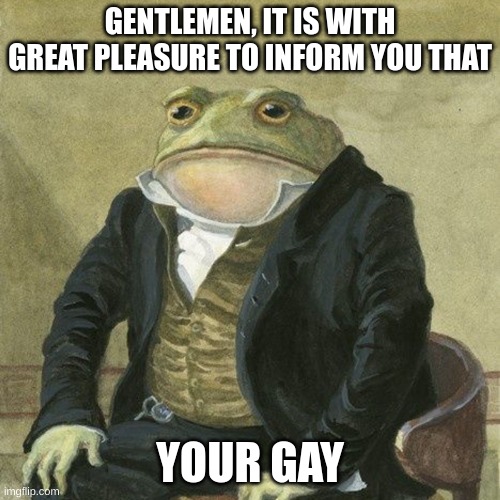 hi | GENTLEMEN, IT IS WITH GREAT PLEASURE TO INFORM YOU THAT; YOUR GAY | image tagged in gentlemen it is with great pleasure to inform you that | made w/ Imgflip meme maker