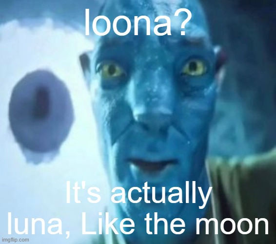 Avatar guy | loona? It's actually luna, Like the moon | image tagged in avatar guy | made w/ Imgflip meme maker