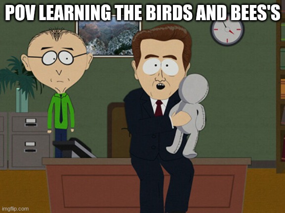 South Park Doll | POV LEARNING THE BIRDS AND BEES'S | image tagged in south park doll | made w/ Imgflip meme maker