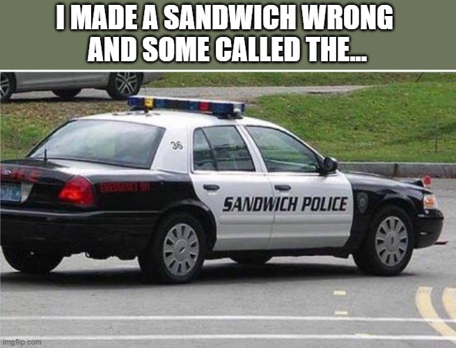 Funnies | I MADE A SANDWICH WRONG 
AND SOME CALLED THE... | image tagged in funny | made w/ Imgflip meme maker