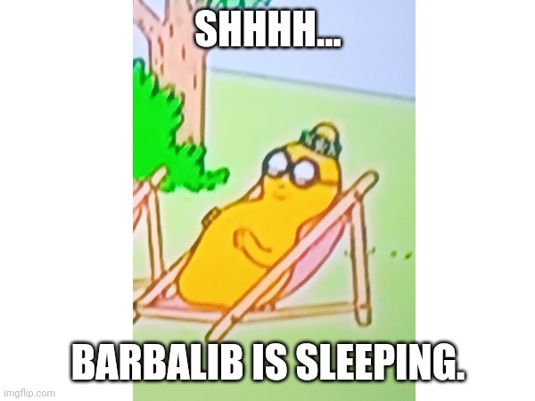 Shhhh... Barbalib is sleeping. | SHHHH... BARBALIB IS SLEEPING. | image tagged in barbapapa,barbalib,zzz,sleeping | made w/ Imgflip meme maker