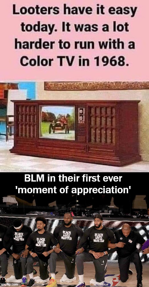 BLM founders are vocal about their advocacy for looting | BLM in their first ever 
'moment of appreciation' | image tagged in blm,funny | made w/ Imgflip meme maker