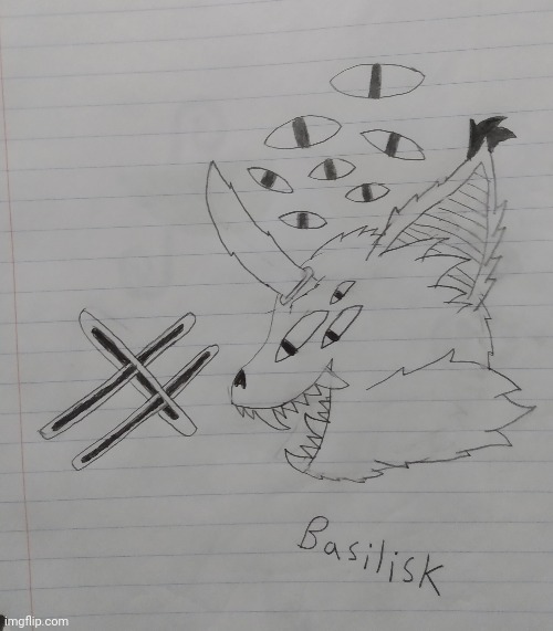 Basilisk, the Demon Wolf | image tagged in furry,art,drawings | made w/ Imgflip meme maker
