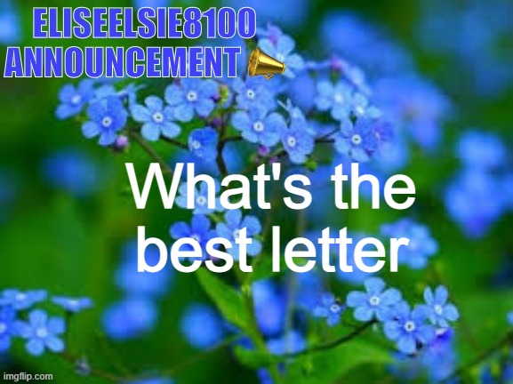 EliseElsie8100 Announcement | What's the best letter | image tagged in eliseelsie8100 announcement | made w/ Imgflip meme maker