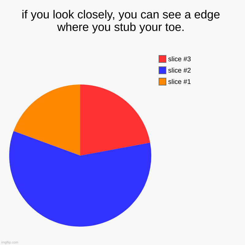 if you look closely, you can see a edge where you stub your toe. | | image tagged in charts,pie charts | made w/ Imgflip chart maker
