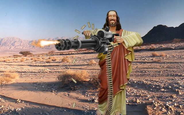 High Quality Minigun Jesus Blank Meme Template