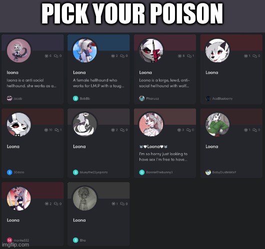 Long story short I found another character AI website | PICK YOUR POISON | made w/ Imgflip meme maker