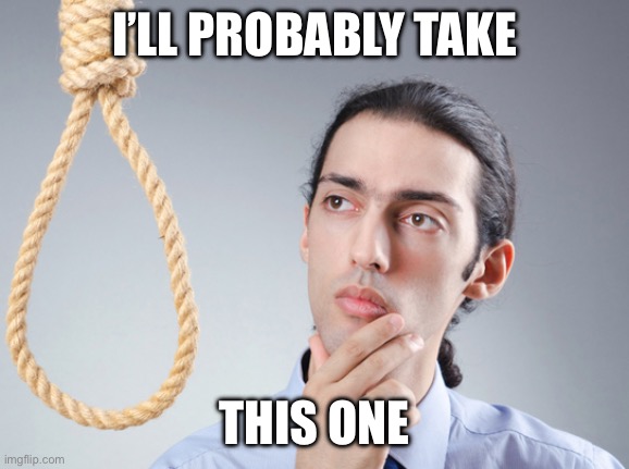 noose | I’LL PROBABLY TAKE THIS ONE | image tagged in noose | made w/ Imgflip meme maker