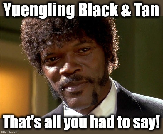 Samuel l jackson check out the big brain | Yuengling Black & Tan That's all you had to say! | image tagged in samuel l jackson check out the big brain | made w/ Imgflip meme maker