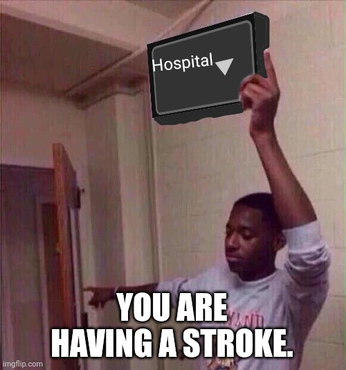 Go back to X stream. | Hospital YOU ARE HAVING A STROKE. | image tagged in go back to x stream | made w/ Imgflip meme maker