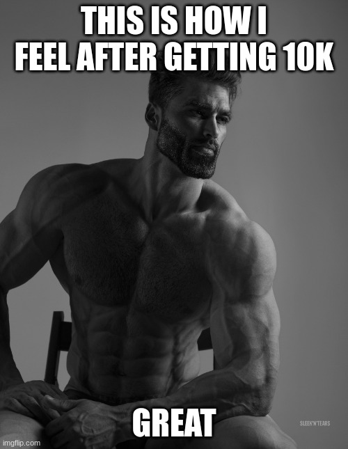 Thank You All! | THIS IS HOW I FEEL AFTER GETTING 10K; GREAT | image tagged in giga chad | made w/ Imgflip meme maker