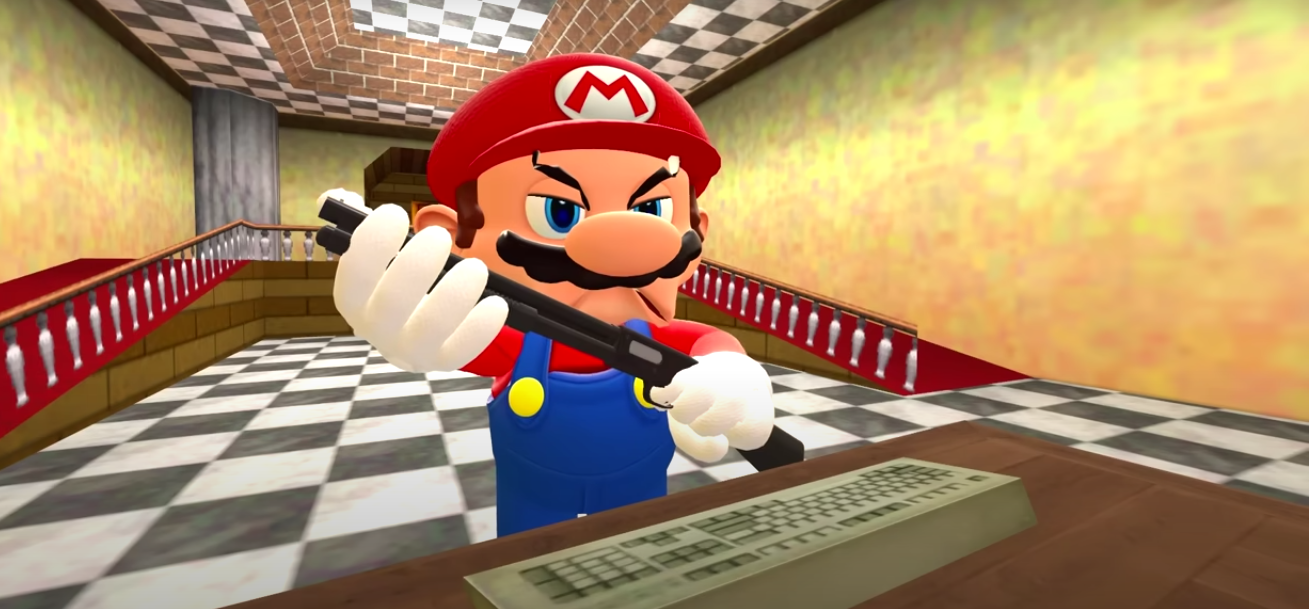 Mario with gun Blank Meme Template