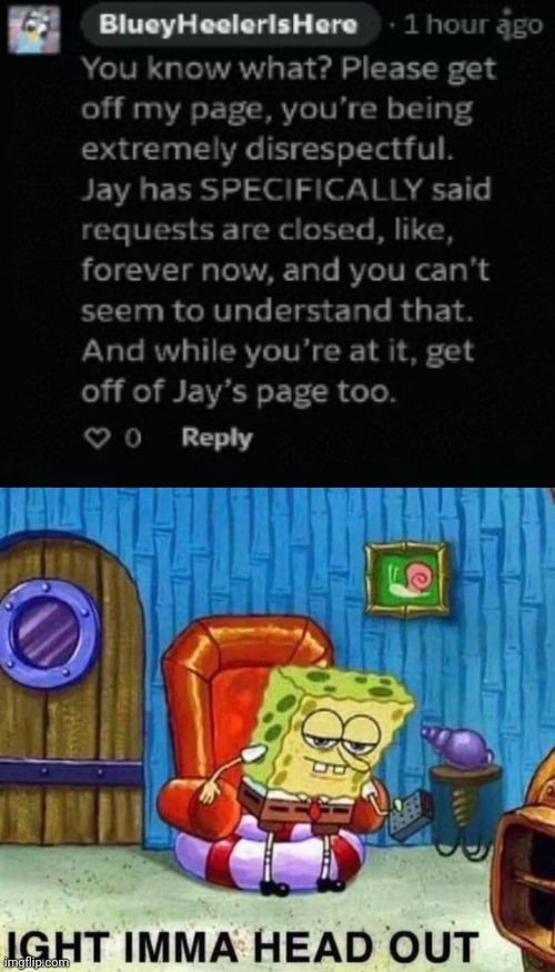image tagged in memes,spongebob ight imma head out,bluey,deviantart | made w/ Imgflip meme maker