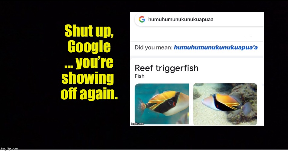 Shut up, Google | Shut up,
Google
 ... you’re 
showing 
off again. | image tagged in apostrophe,did you mean,google | made w/ Imgflip meme maker