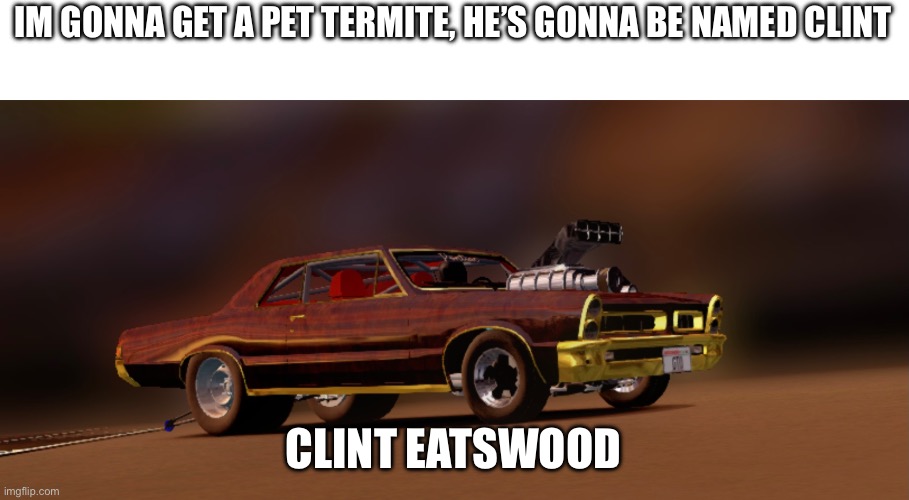 clint eatswood | IM GONNA GET A PET TERMITE, HE’S GONNA BE NAMED CLINT; CLINT EATSWOOD | image tagged in memes,lol,eyeroll | made w/ Imgflip meme maker