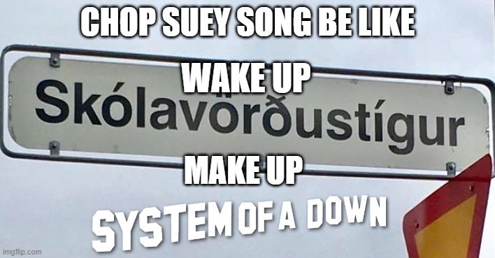 Only Metal Fans Will Understand | CHOP SUEY SONG BE LIKE; WAKE UP; MAKE UP | image tagged in meme,metal,music | made w/ Imgflip meme maker