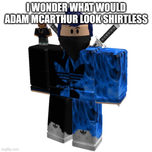 Zero Frost | I WONDER WHAT WOULD ADAM MCARTHUR LOOK SHIRTLESS | image tagged in zero frost | made w/ Imgflip meme maker