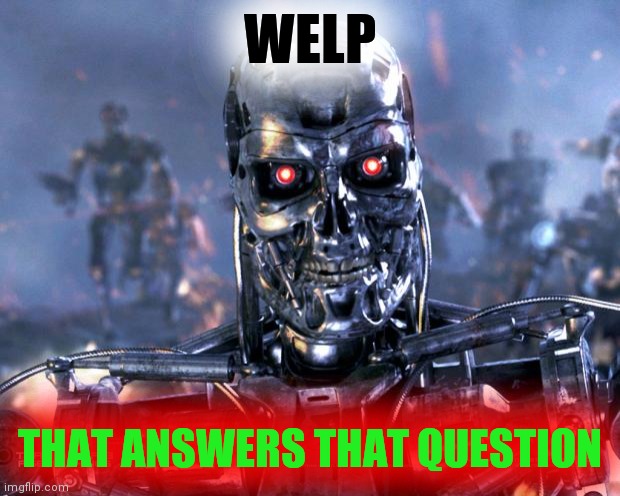 AI will be as good or evil as the Human Race | WELP; THAT ANSWERS THAT QUESTION | image tagged in terminator robot t-800 | made w/ Imgflip meme maker