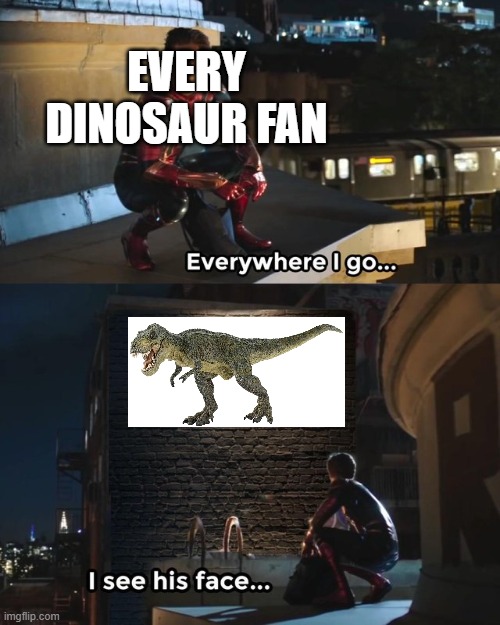everywhere JUST everywhere | EVERY DINOSAUR FAN | image tagged in everywhere i go i see his face,dinosaur,papo | made w/ Imgflip meme maker
