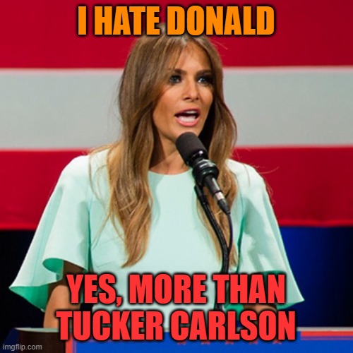 Melania Trump | I HATE DONALD YES, MORE THAN TUCKER CARLSON | image tagged in melania trump | made w/ Imgflip meme maker