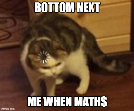 Loading cat | BOTTOM NEXT; ME WHEN MATHS | image tagged in loading cat | made w/ Imgflip meme maker
