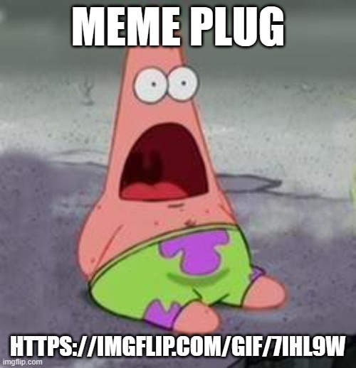 Suprised Patrick | MEME PLUG; HTTPS://IMGFLIP.COM/GIF/7IHL9W | image tagged in suprised patrick | made w/ Imgflip meme maker