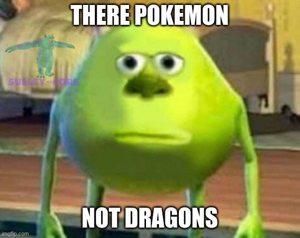Monsters Inc | THERE POKEMON NOT DRAGONS | image tagged in monsters inc | made w/ Imgflip meme maker
