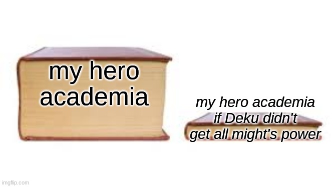 Big book small book | my hero academia; my hero academia if Deku didn't get all might's power | image tagged in big book small book | made w/ Imgflip meme maker