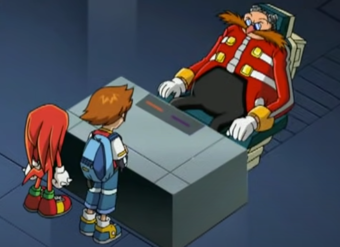 High Quality eggman talking to chris and knuckles sonic x Blank Meme Template