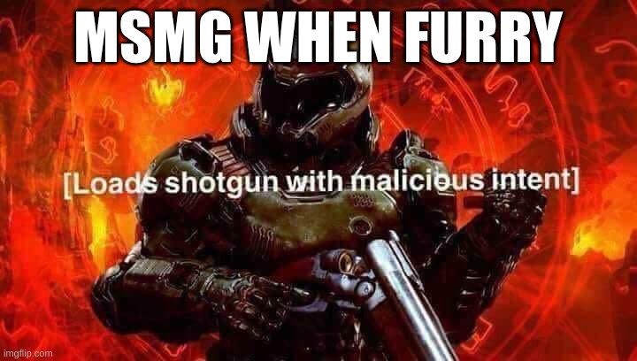 Loads shotgun with malicious intent | MSMG WHEN FURRY | image tagged in loads shotgun with malicious intent | made w/ Imgflip meme maker