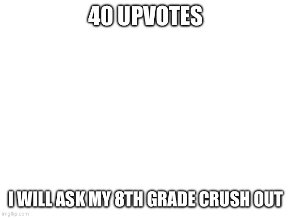 I’ll send you a screenshot if I do | 40 UPVOTES; I WILL ASK MY 8TH GRADE CRUSH OUT | made w/ Imgflip meme maker