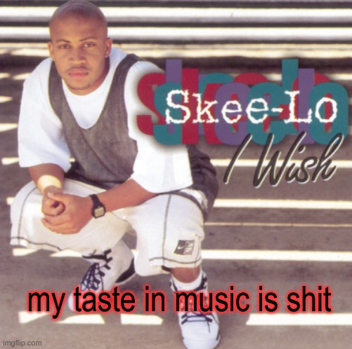 Skee-Lo | my taste in music is shit | image tagged in skee-lo | made w/ Imgflip meme maker
