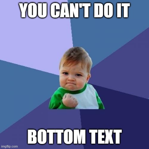 Success Kid | YOU CAN'T DO IT; BOTTOM TEXT | image tagged in memes,success kid | made w/ Imgflip meme maker