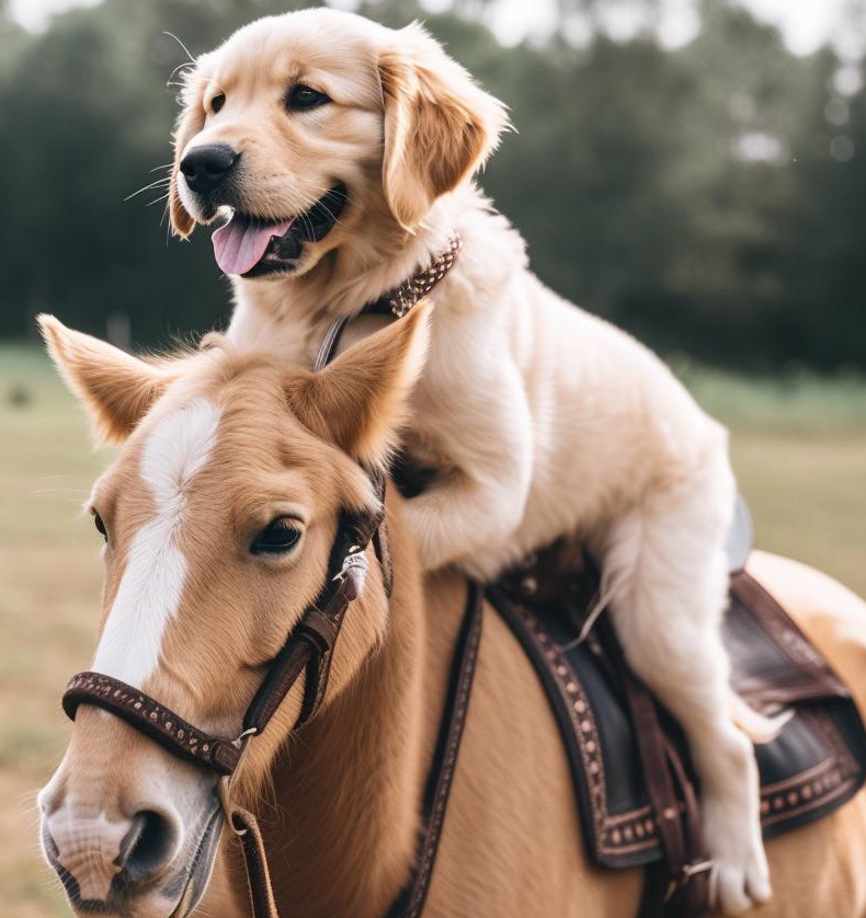 pupppie riding a horse Blank Meme Template