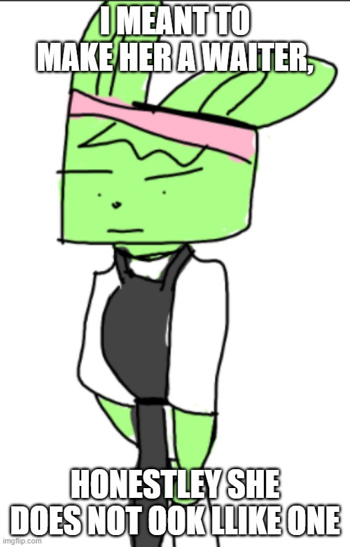 I MEANT TO MAKE HER A WAITER, HONESTLEY SHE DOES NOT OOK LLIKE ONE | made w/ Imgflip meme maker