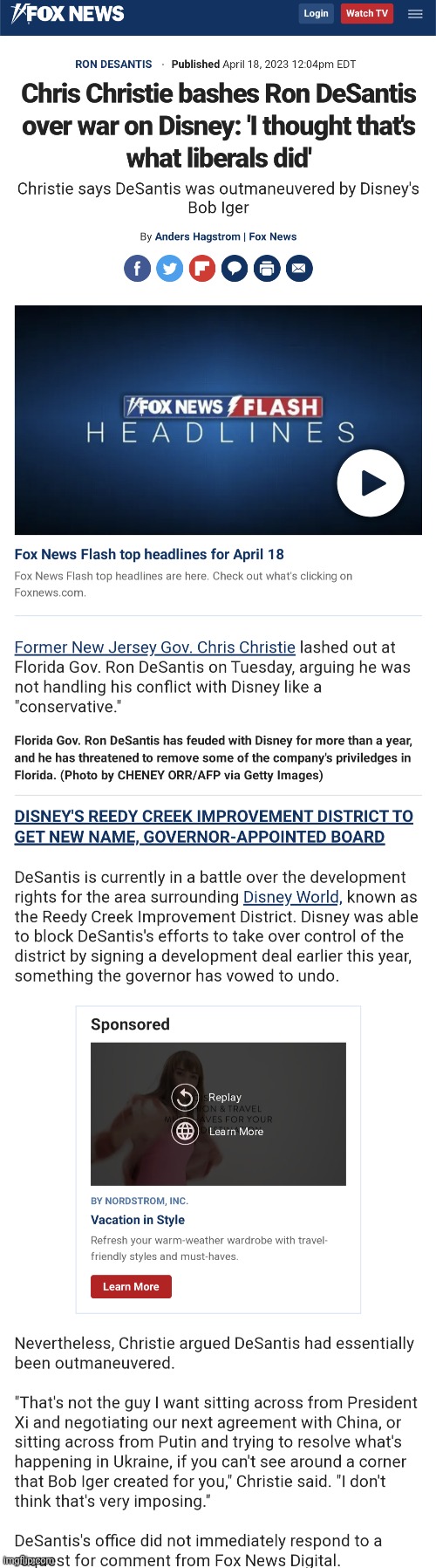 Florida Gov. Ron DeSantis has feuded with Disney for more than a year, and he has threatened to remove some of the company's pri | image tagged in florida man,disney,florida,politics,fox news | made w/ Imgflip meme maker