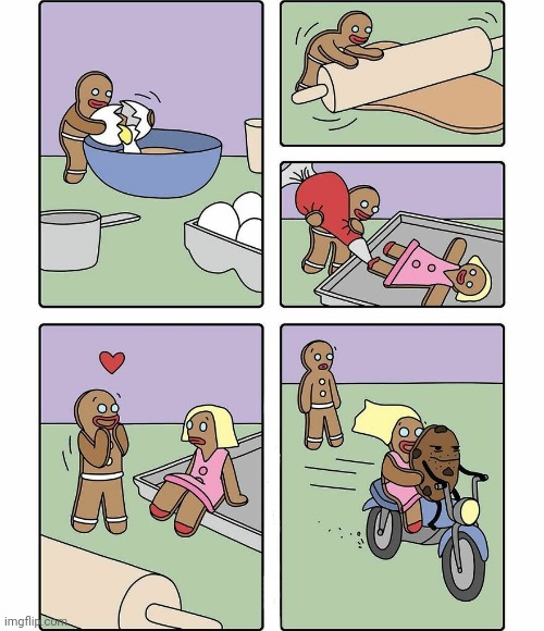The love | image tagged in love,gingerbread man,gingerbread,cookie,comics,comics/cartoons | made w/ Imgflip meme maker