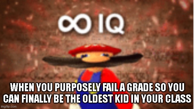 Finally... | WHEN YOU PURPOSELY FAIL A GRADE SO YOU CAN FINALLY BE THE OLDEST KID IN YOUR CLASS | image tagged in infinite iq | made w/ Imgflip meme maker