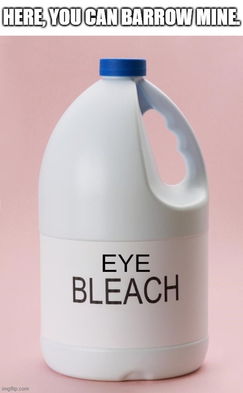 Eye Bleach.jpg | HERE, YOU CAN BARROW MINE. | image tagged in eye bleach jpg | made w/ Imgflip meme maker