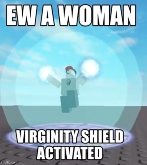 Ew a woman virginity shield activated | image tagged in ew a woman virginity shield activated | made w/ Imgflip meme maker